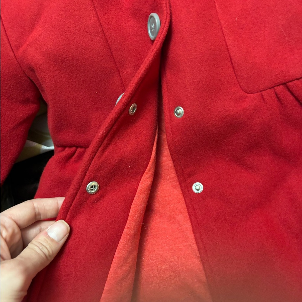 Red Cat & Jack #peacoat with faux fur hood and easy snap buttons 4t - Picture 4 of 4